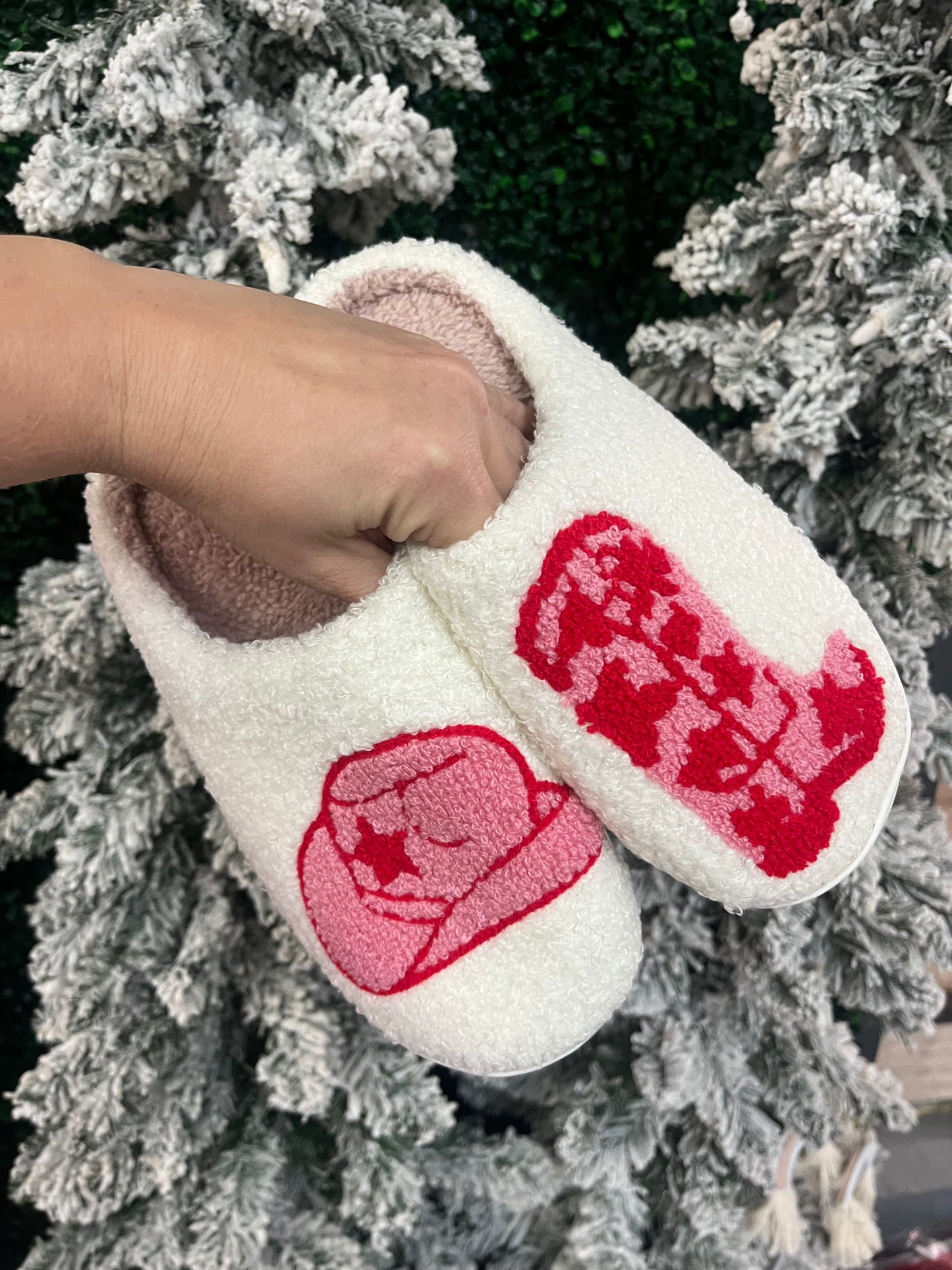 Pink cowgirl slippers