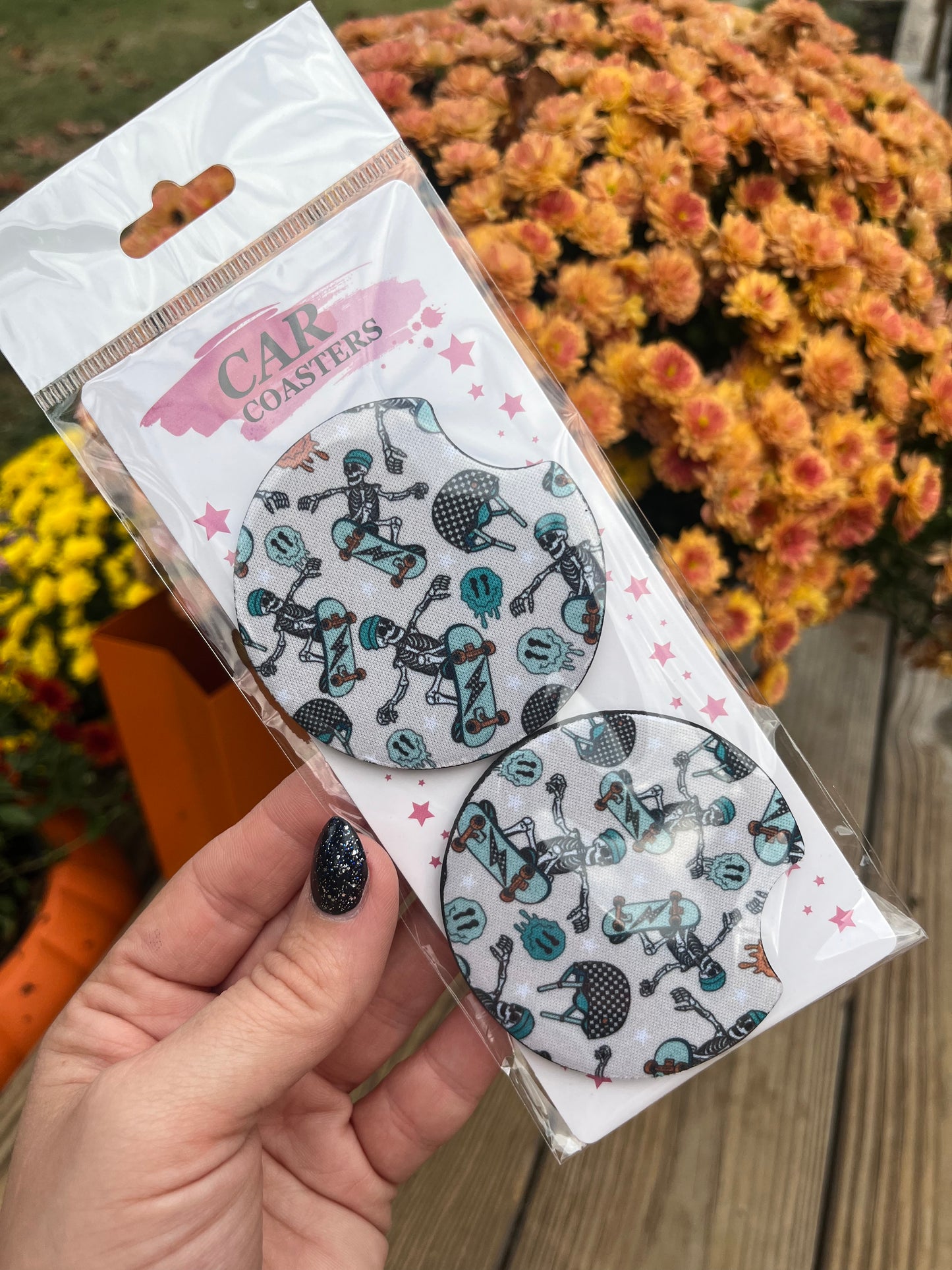 Shredding skellies car coasters