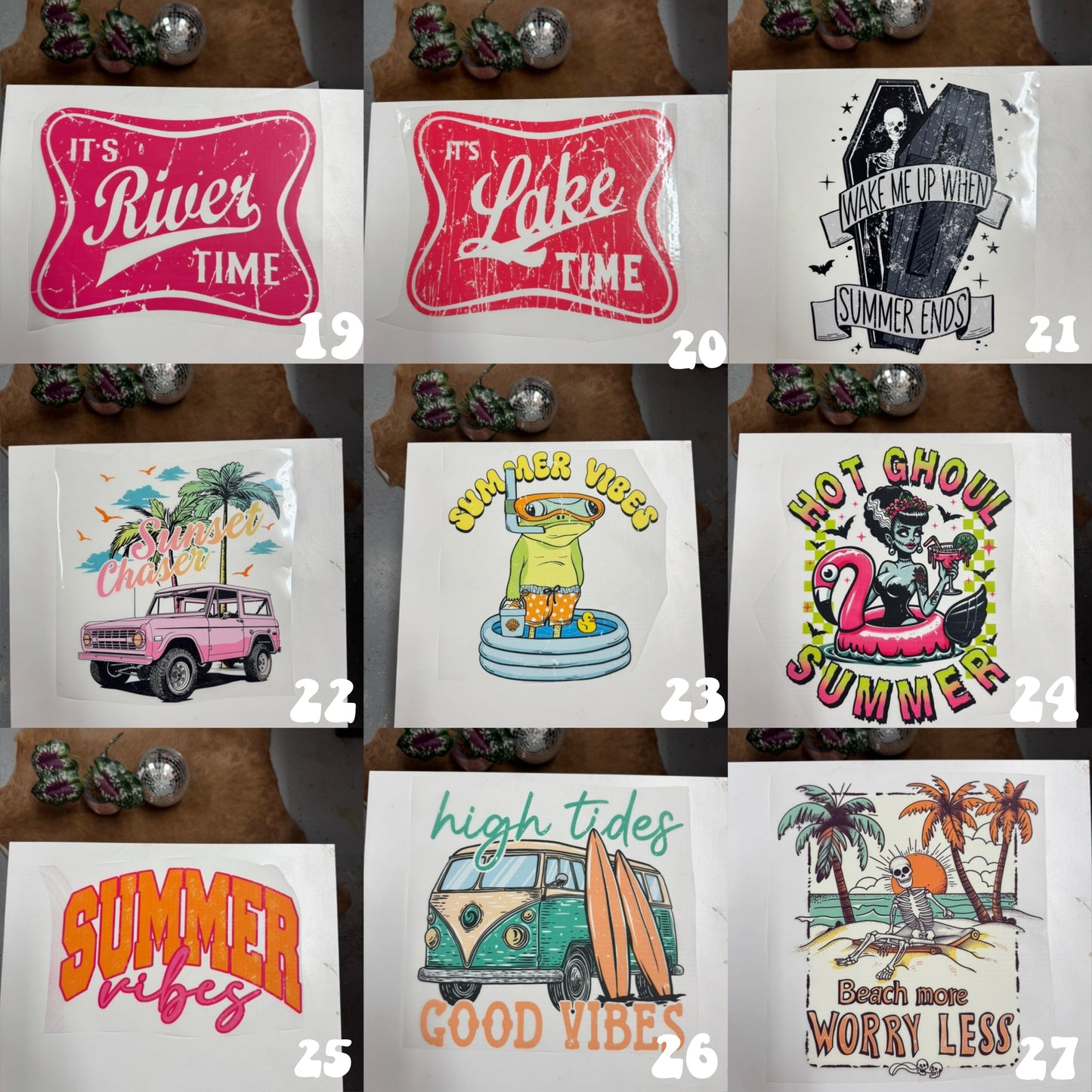 Summer/outdoors transfers (for comfort colors, dark acidwash & 2 tone acids)