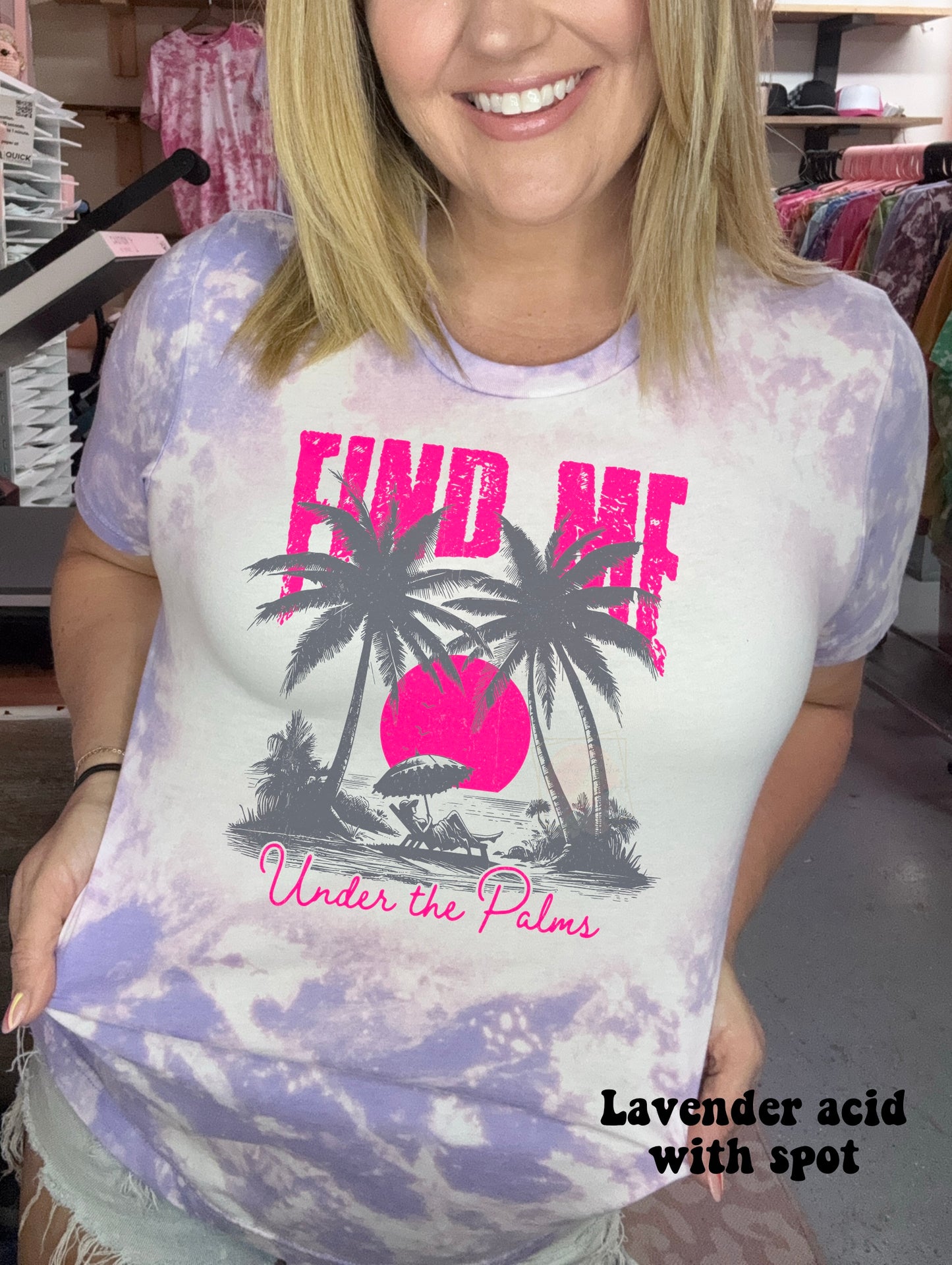 Find me under the palms pink and shadows