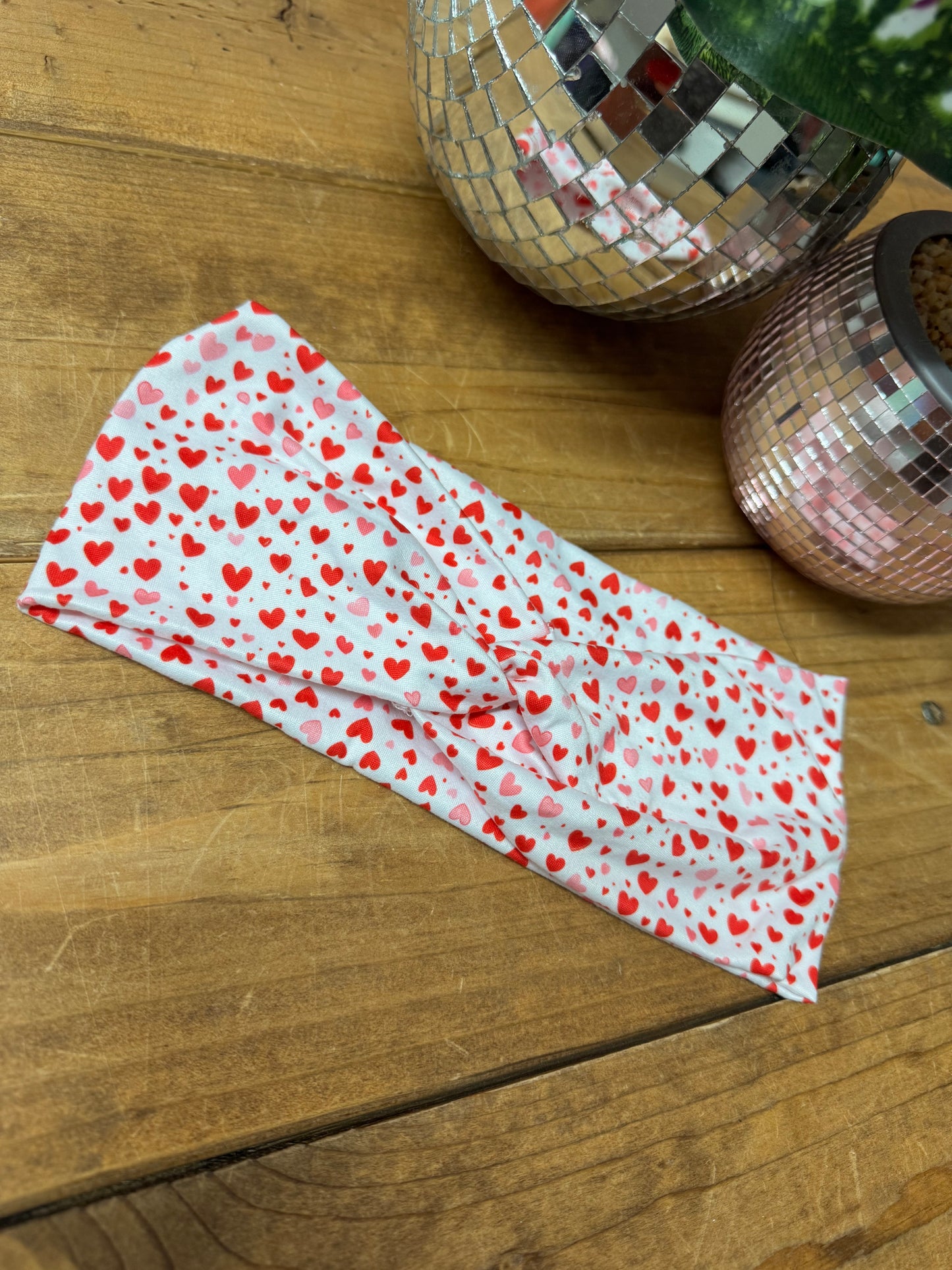 Red and pink hearts headband