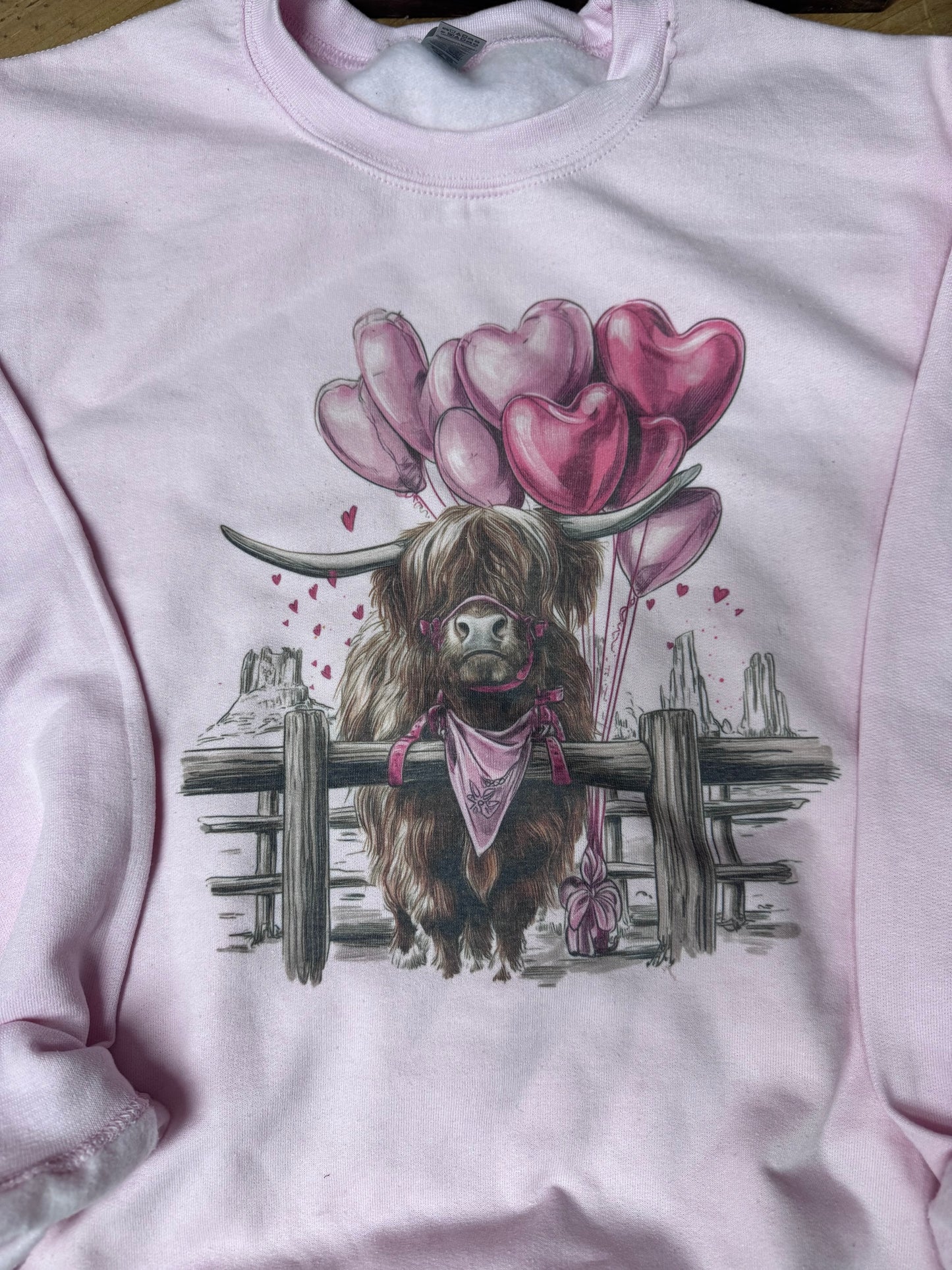Size MEDIUM light pink cow heart balloon crewneck