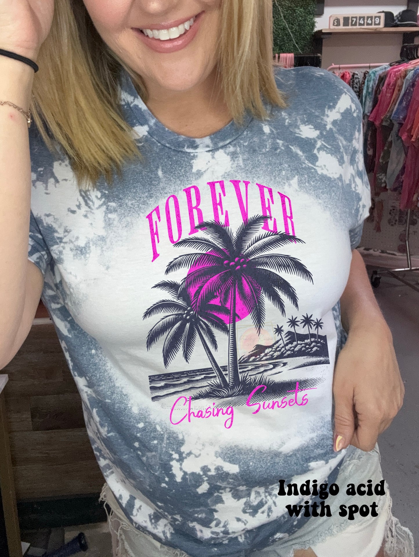 Forever chasing sunsets palm shadow and pink