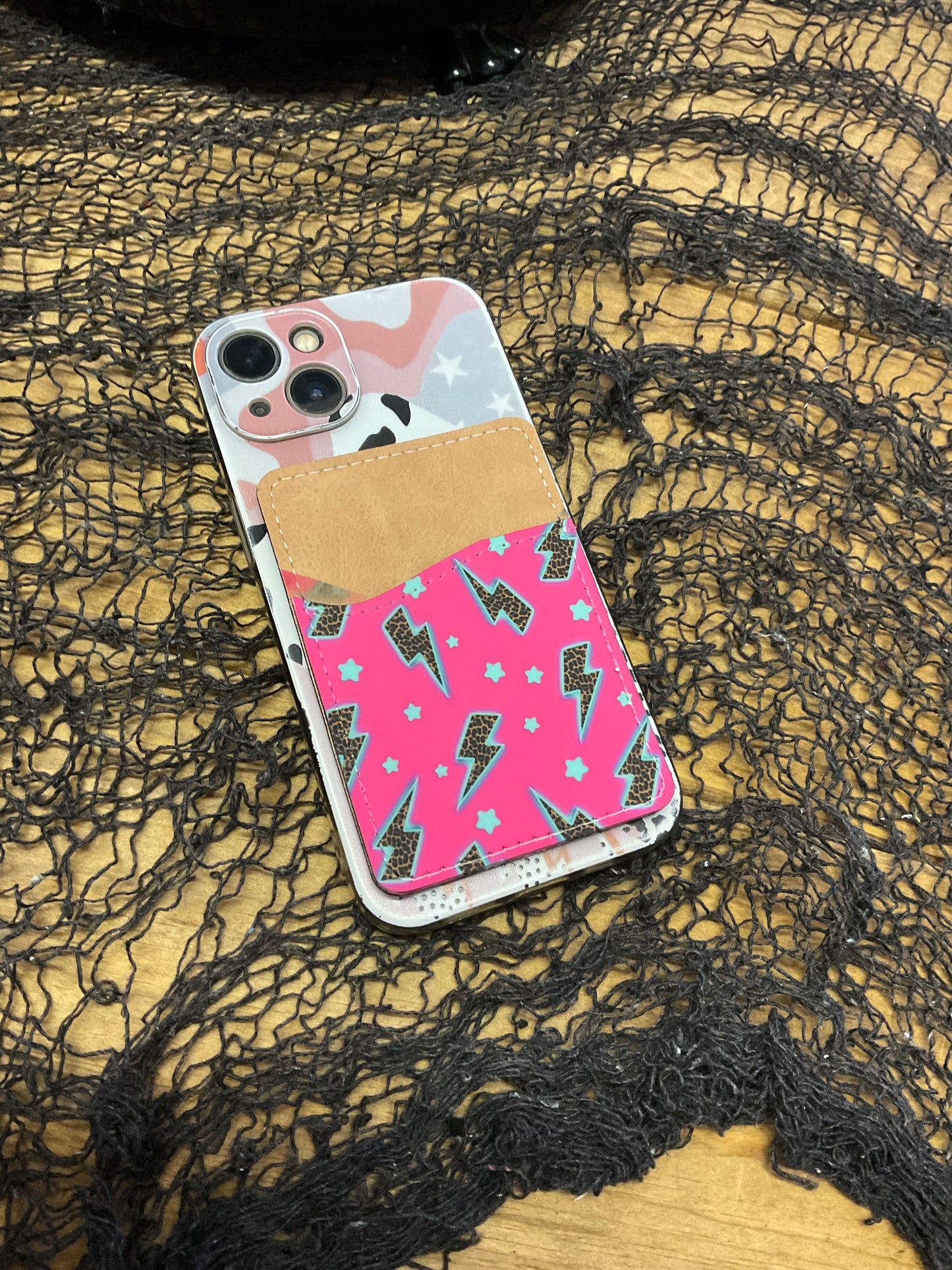 Slightly imperfect neon pink phone wallet