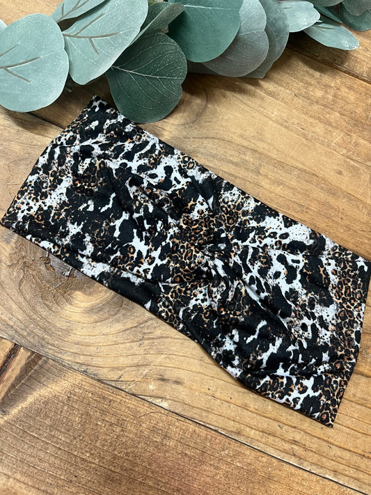 Cowhide and leopard headband