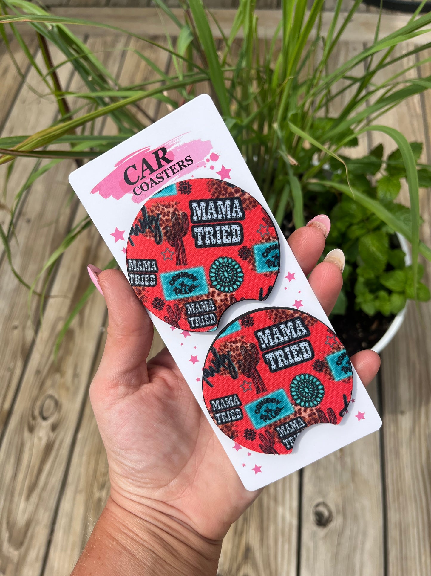 Coral mama tried car coasters