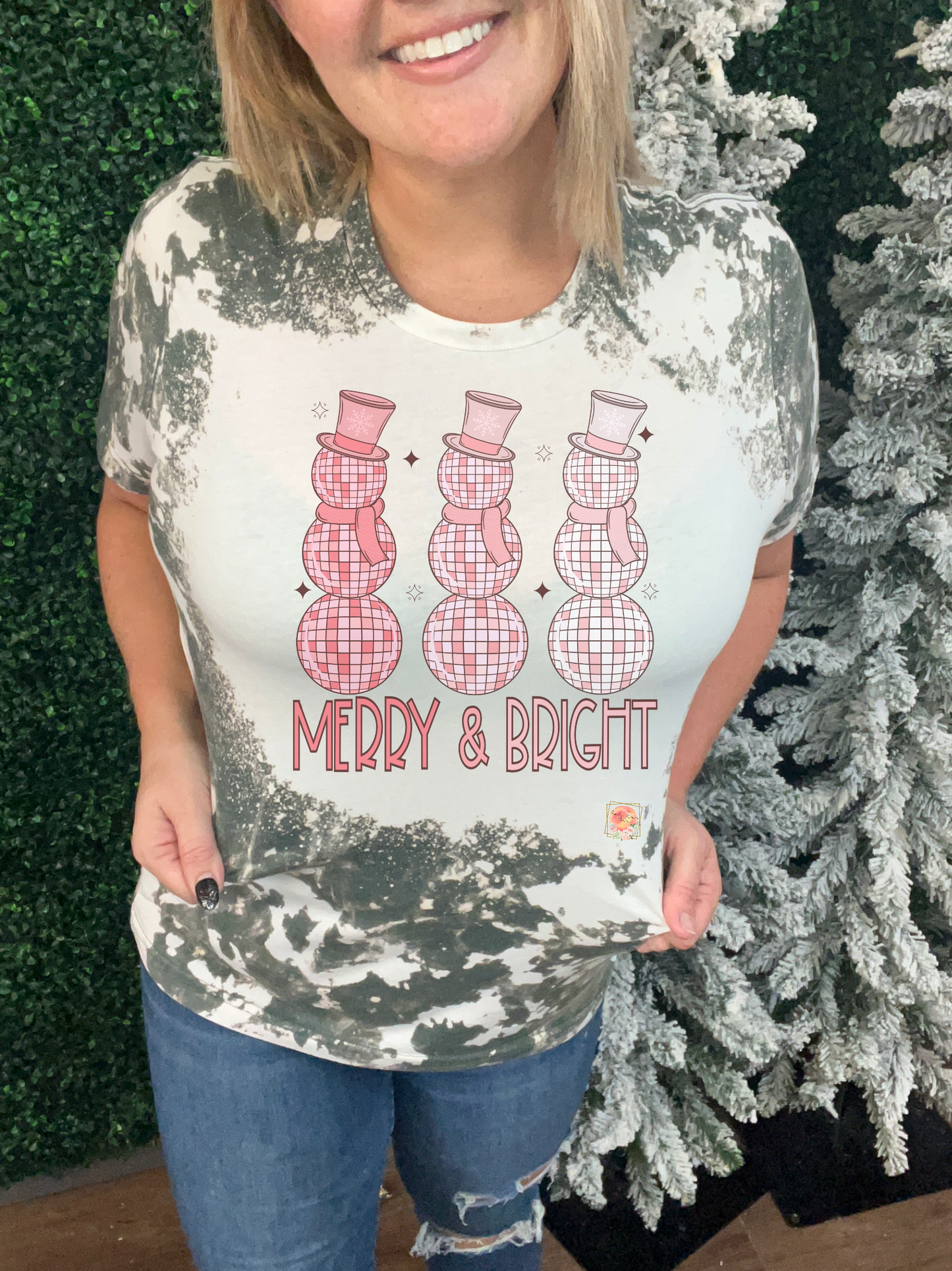 Merry and bright disco ball snowmen