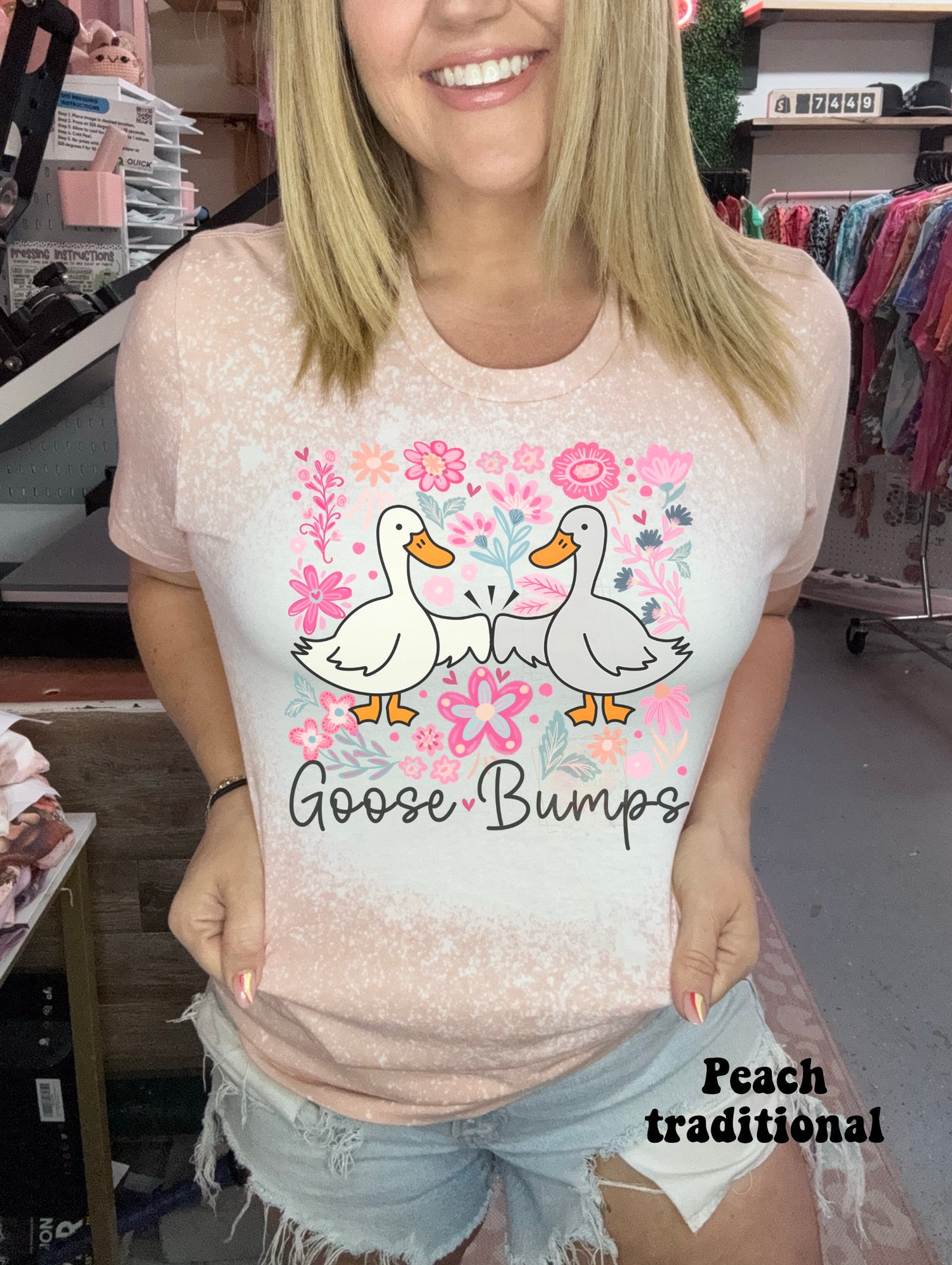 Pink floral goose bumps