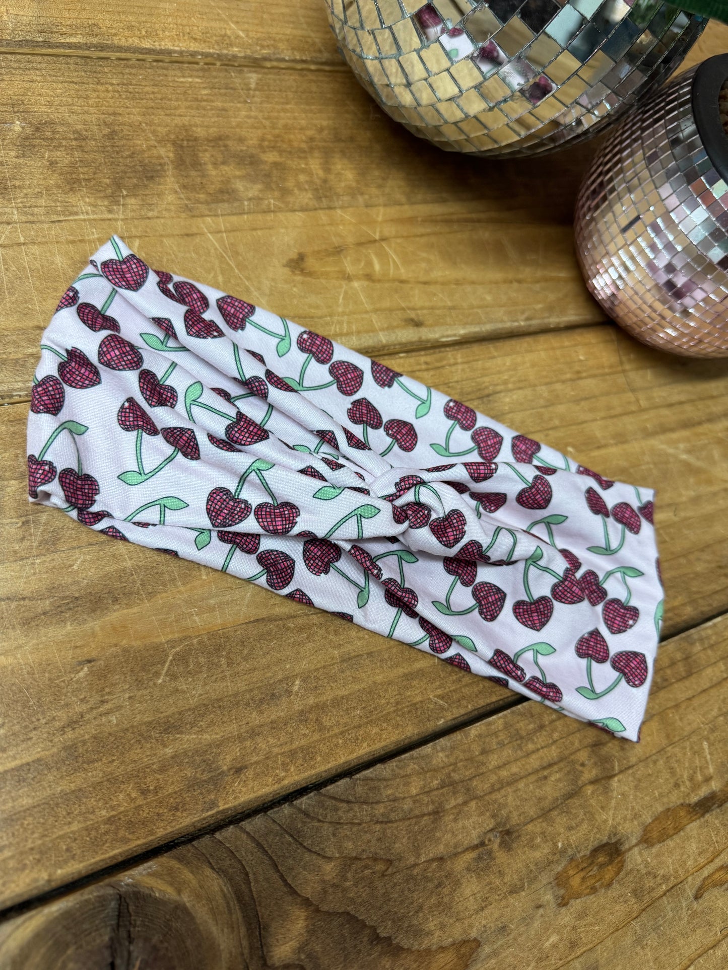 Heart cherry disco ball headband