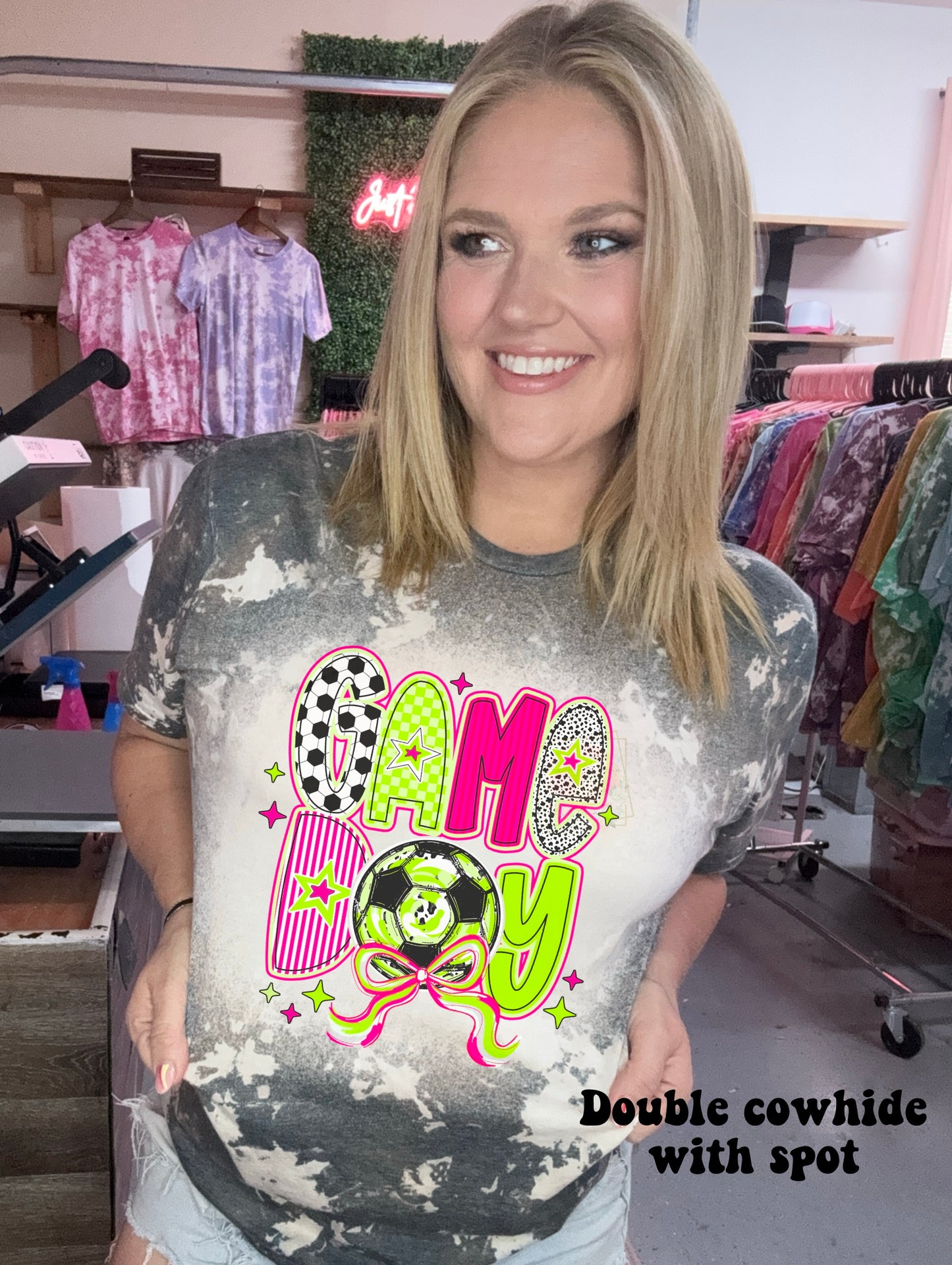 Neon pink and green game day -soccer