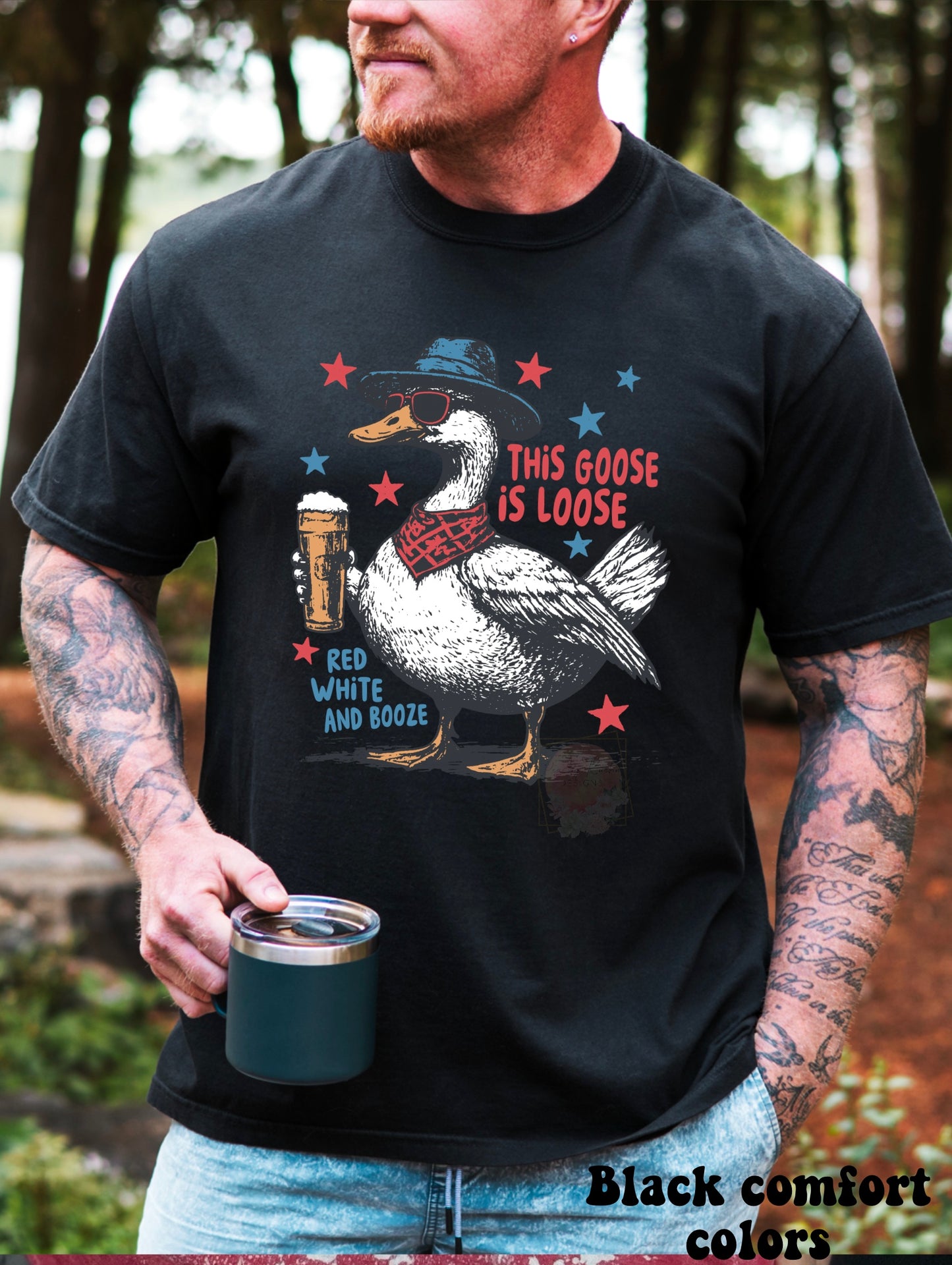 This goose is loose, red white and booze
