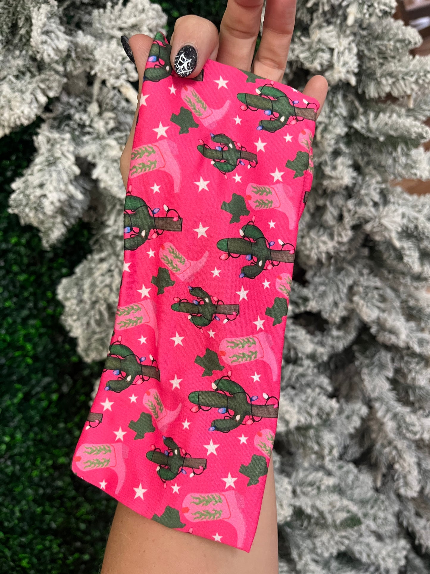 Pink cactus Christmas headband