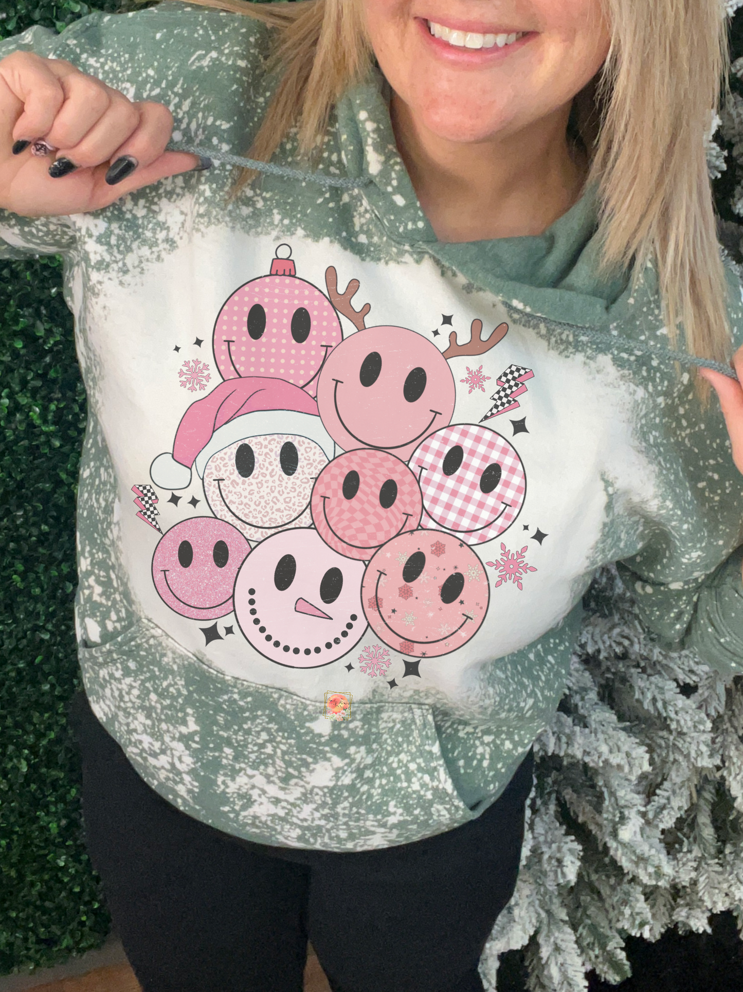 Pink merry Christmas smile collage