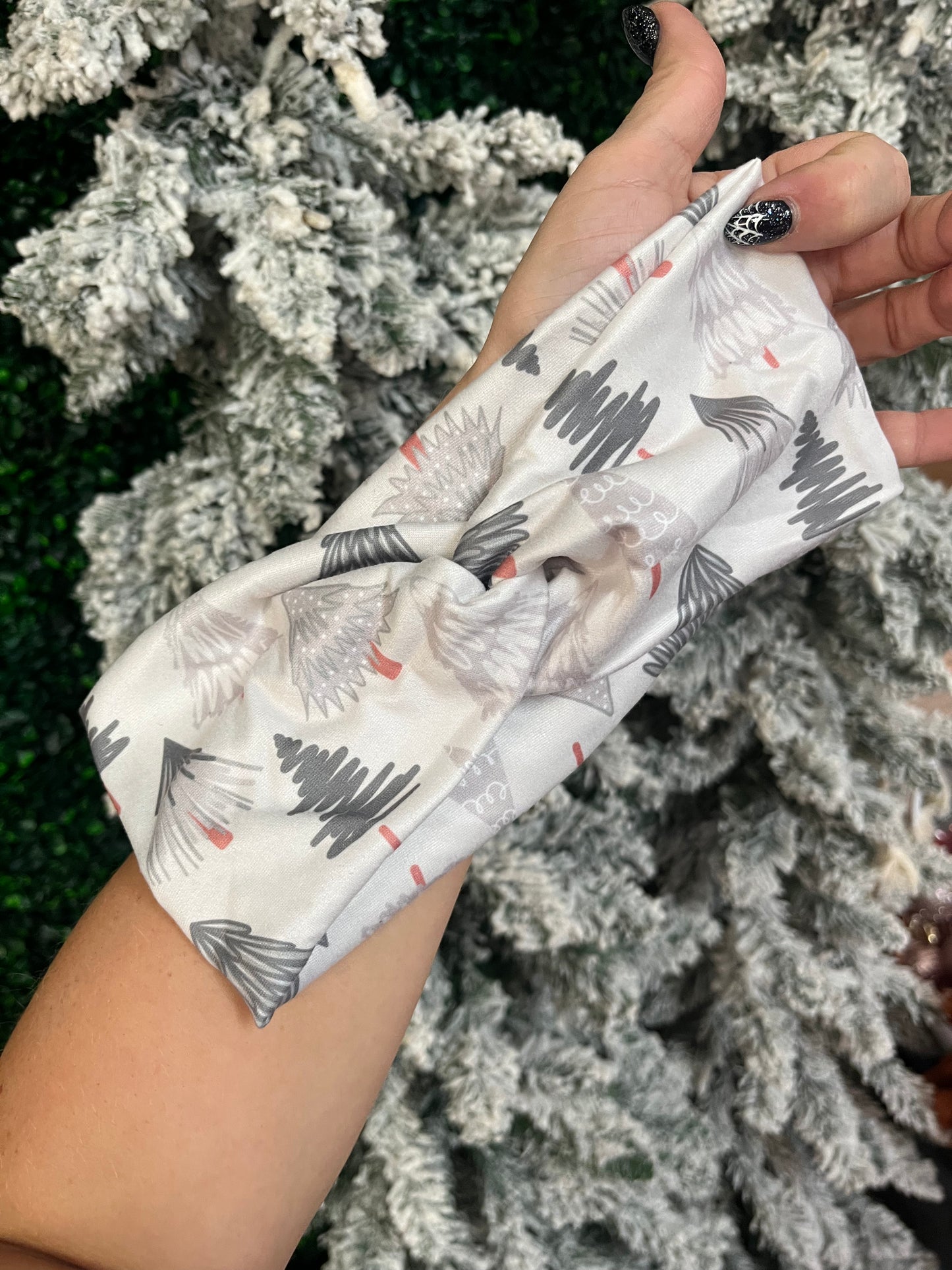 Gray neutral Christmas tree headband 