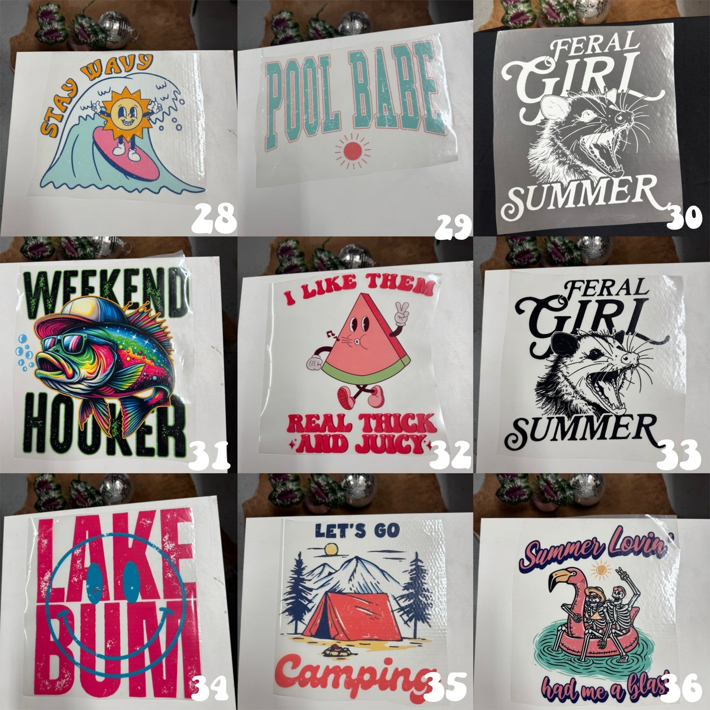 Summer/outdoors transfers (for comfort colors, dark acidwash & 2 tone acids)