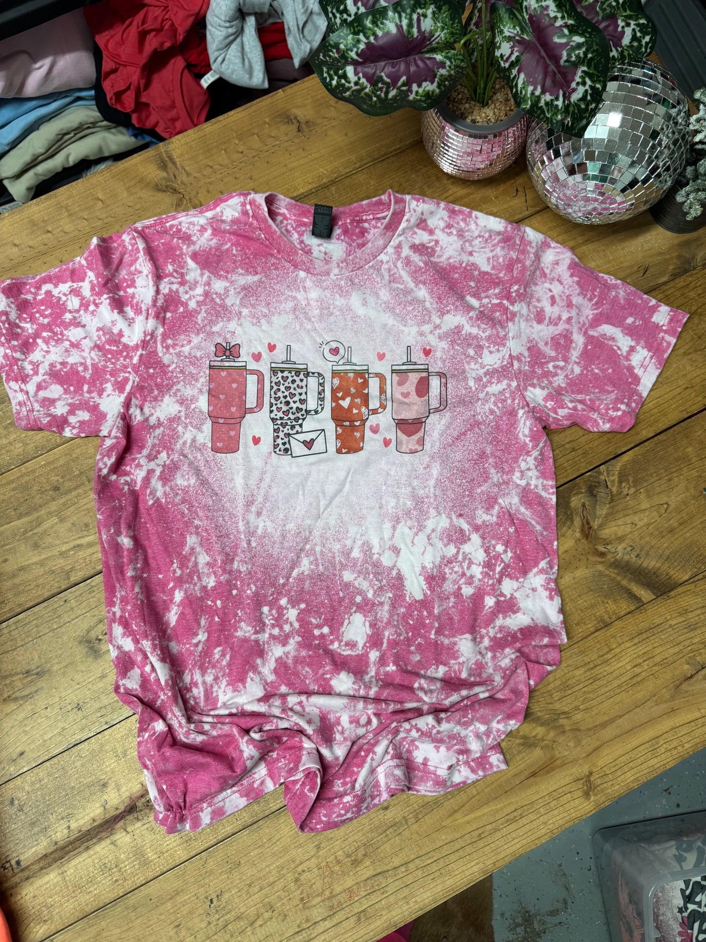 Size medium heliconia acid with spot valentines tumblers tee