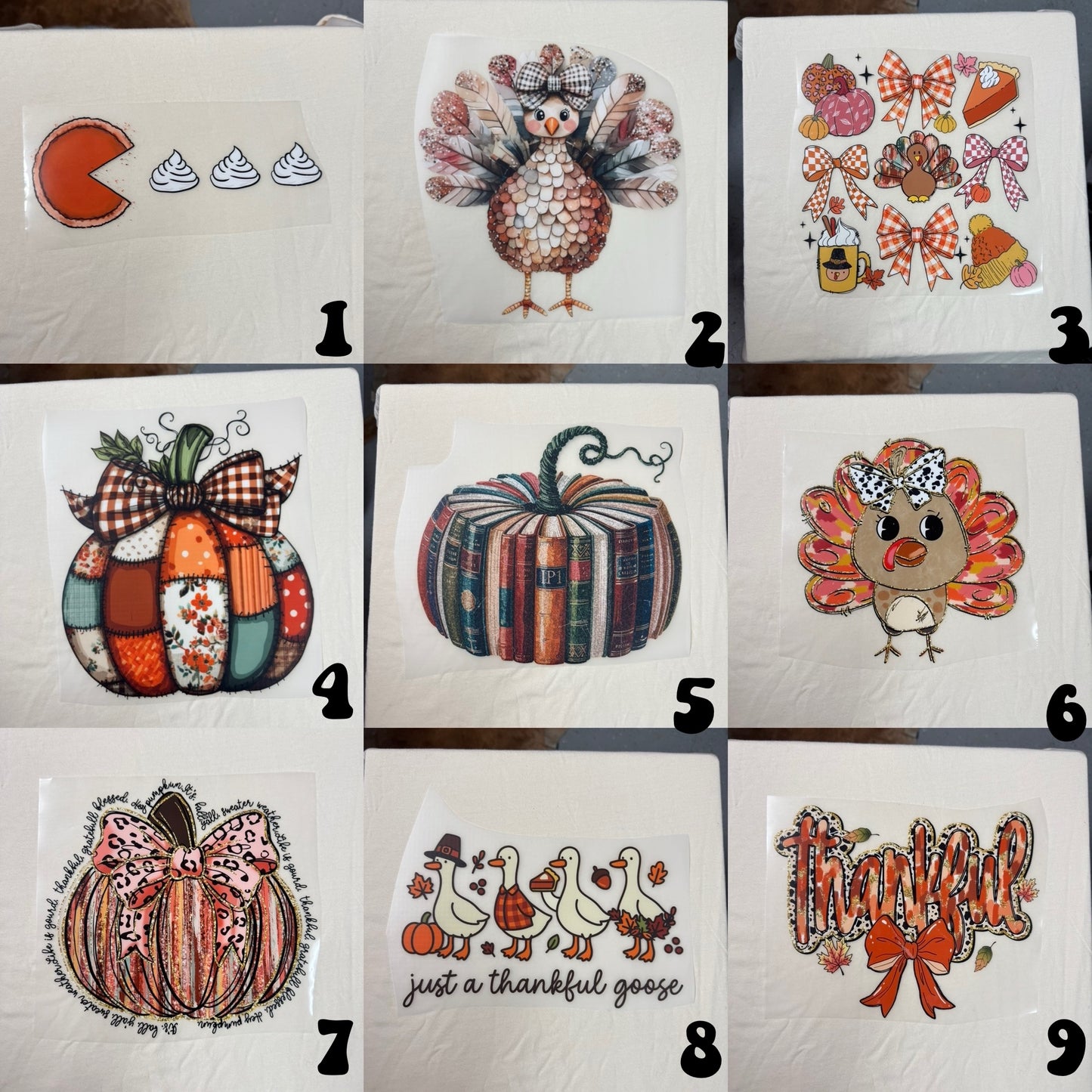 Fall/ Thanksgiving transfers for comfort colors & dark bleached tees