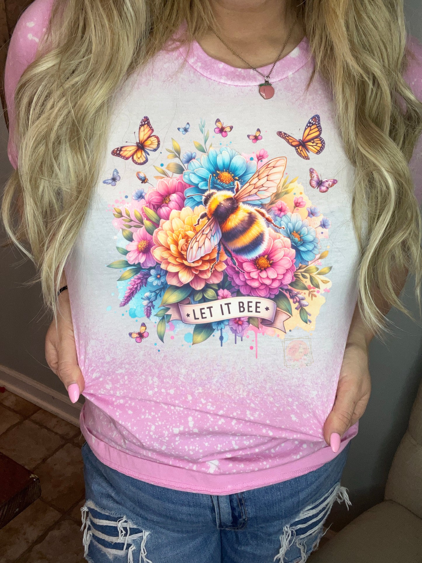 Let it bee neon rainbow floral