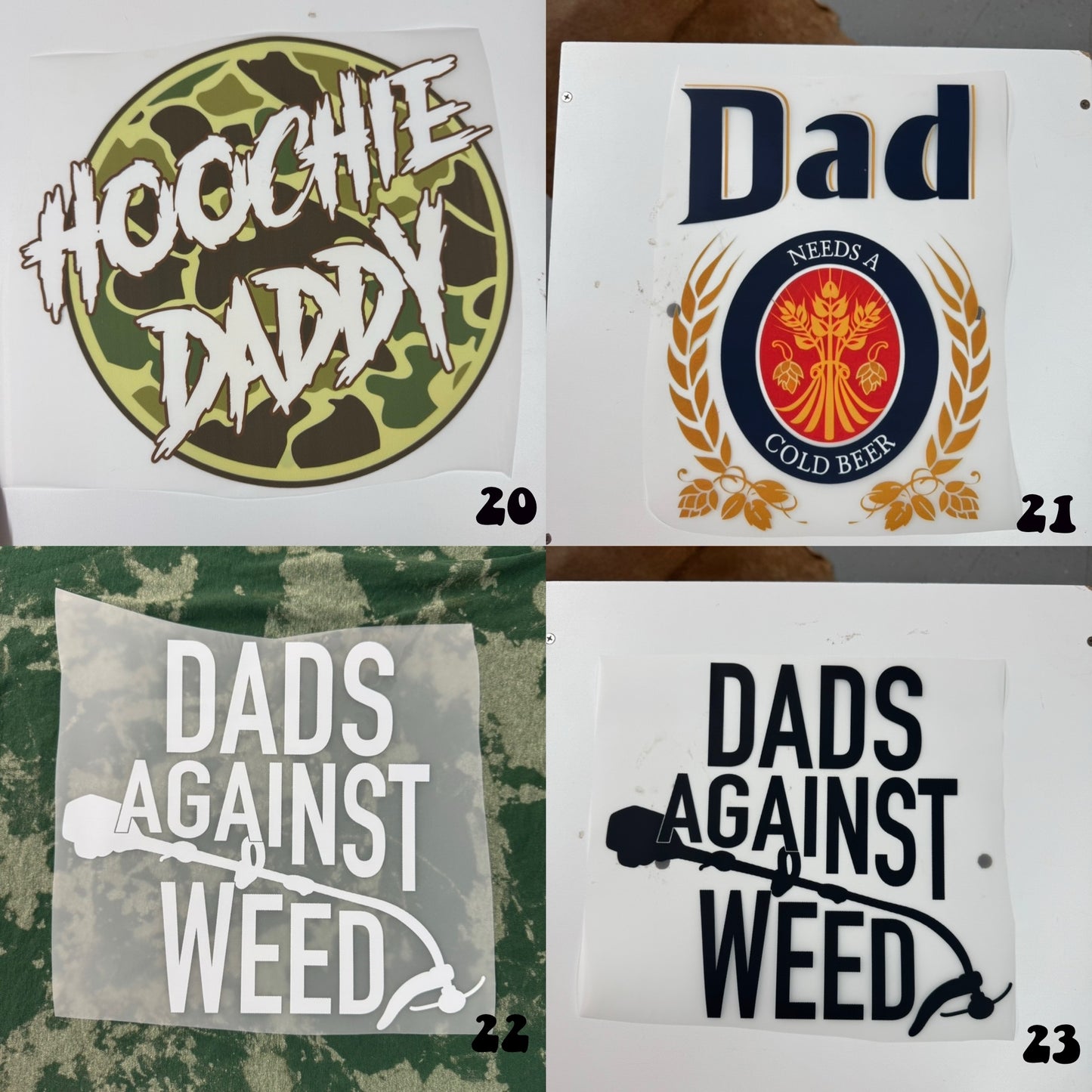 Men’s live sale design choices - full color- DTF transfers