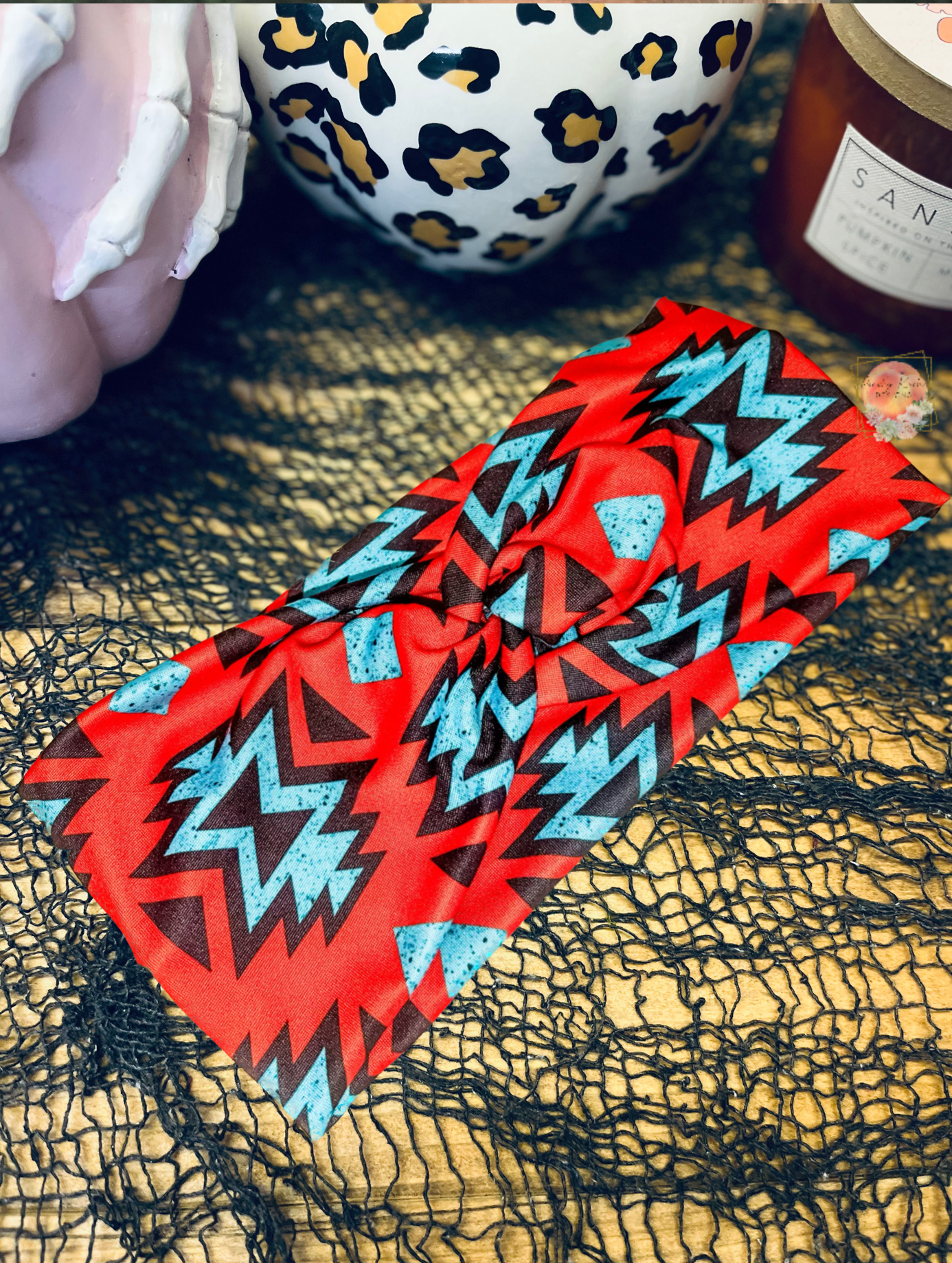 Coral Aztec headband