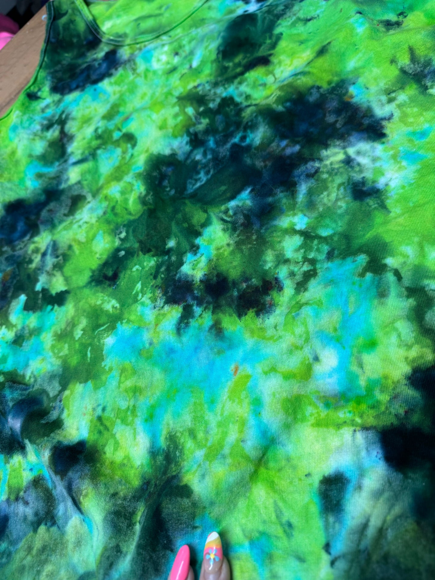 Ready to ship XL Black green and blue dyed tank