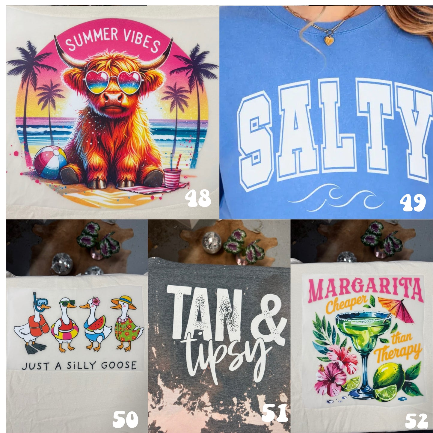 Summer/outdoors transfers (for comfort colors, dark acidwash & 2 tone acids)