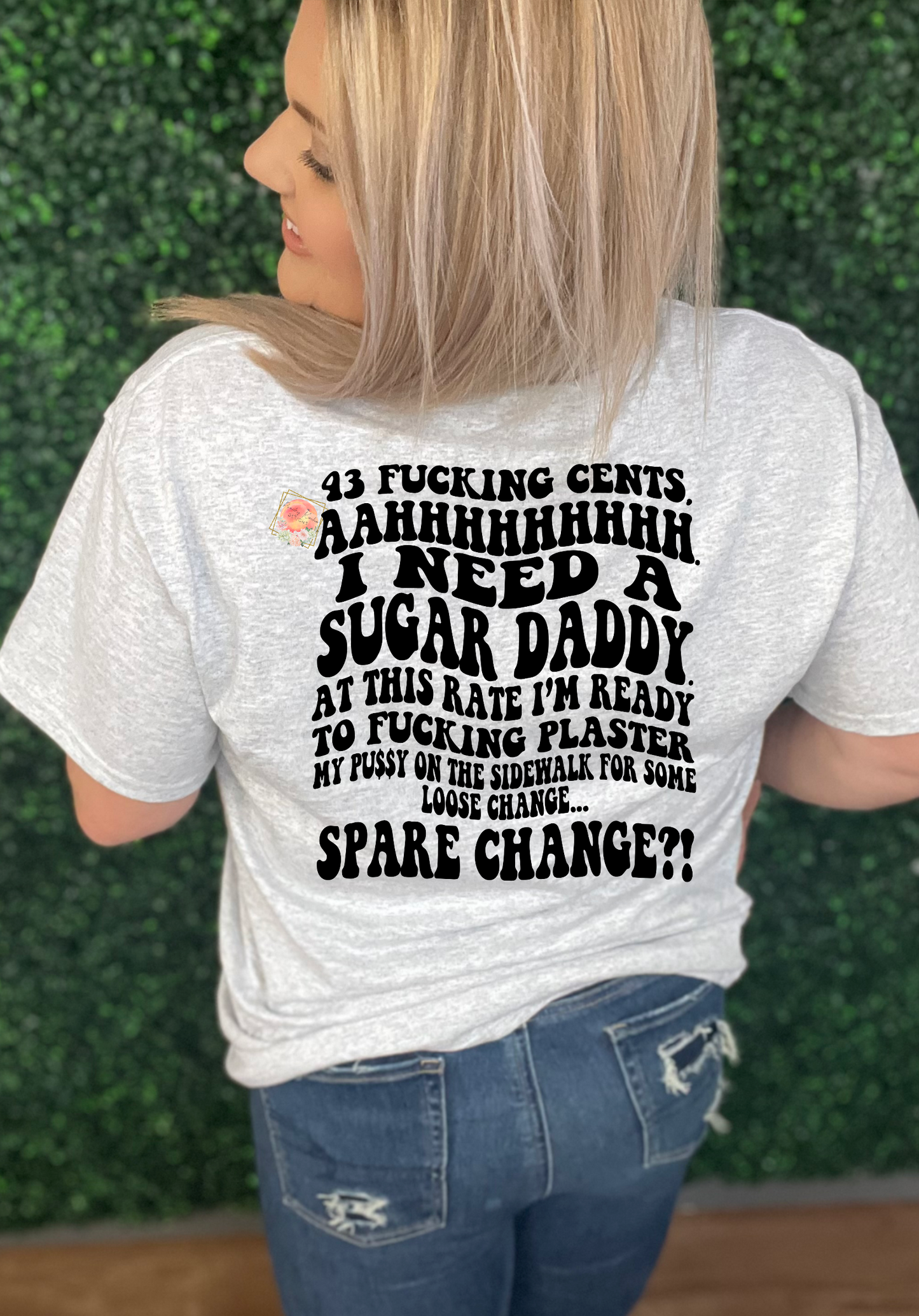 Spare change front and back tee