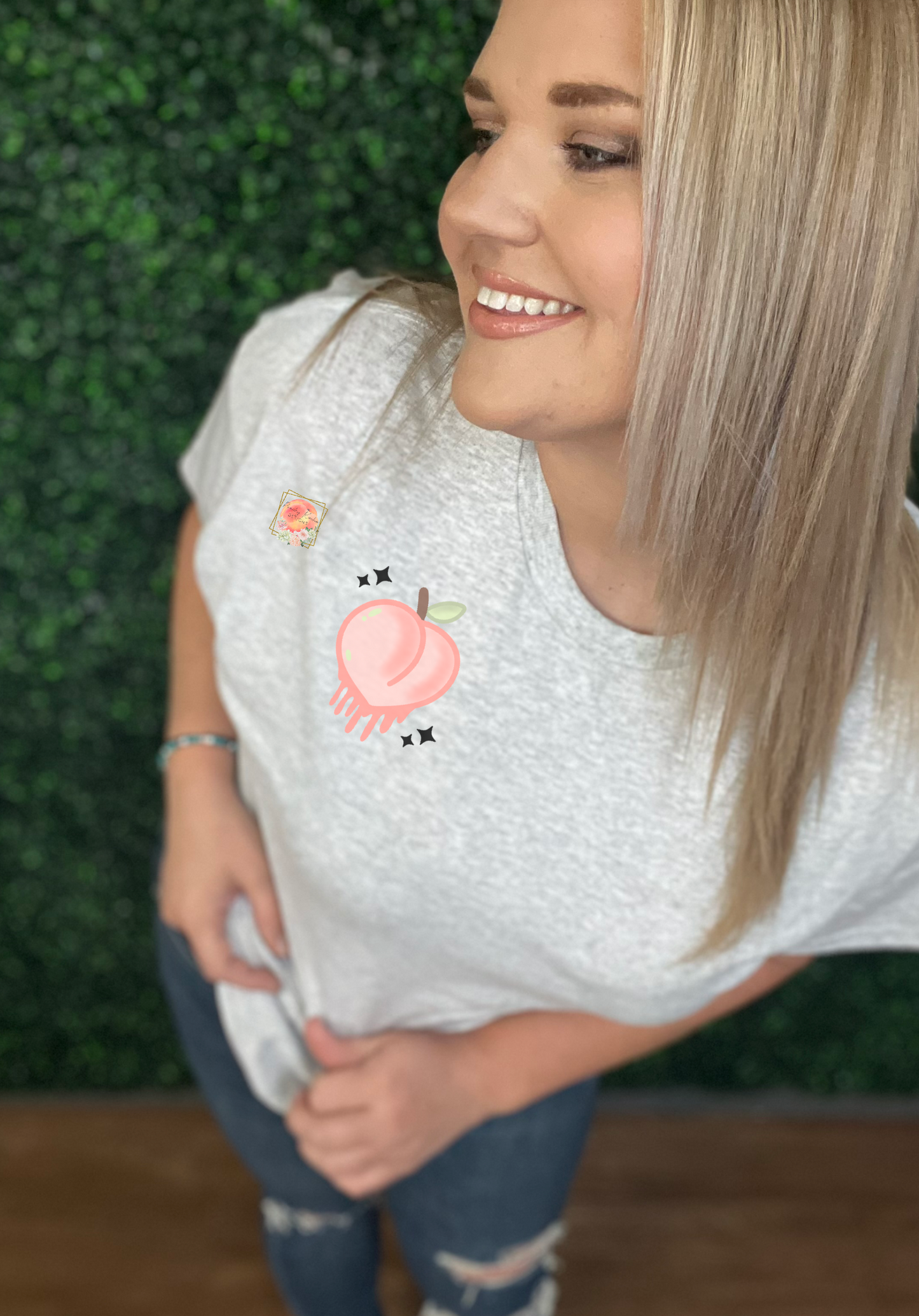 Peachy babe front and back