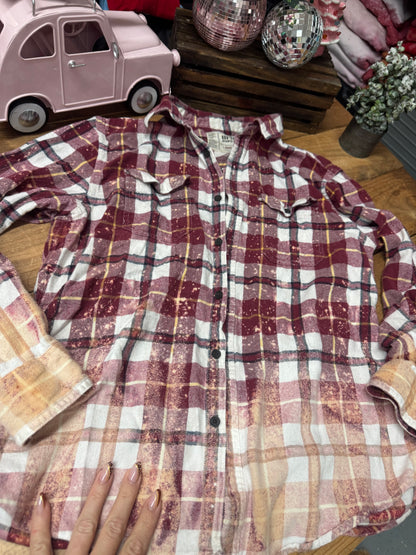 Size large red and cream  bleached flannel