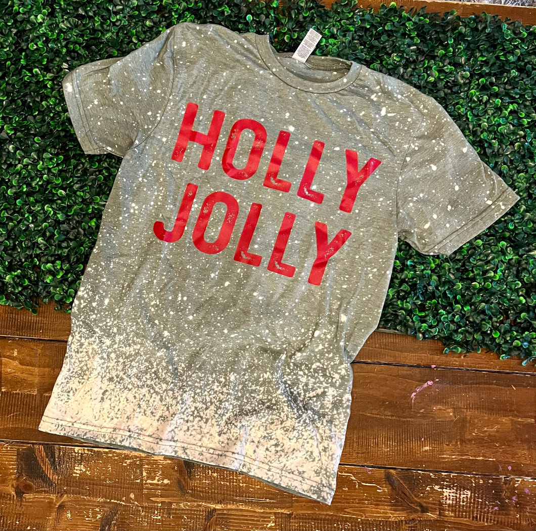 SIZE SMALL AND LARGE holly jolly bleached tee
