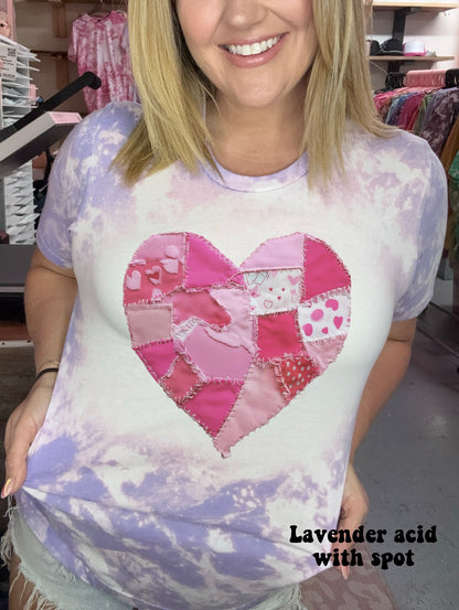Faux Patchwork Heart- Dark pink