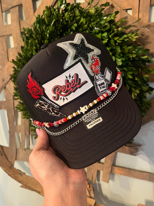 Rebel tricked out trucker cap