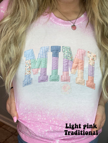 Faux Patchwork Blue/ Peach MAMA/MIMI/GIGI/NANA