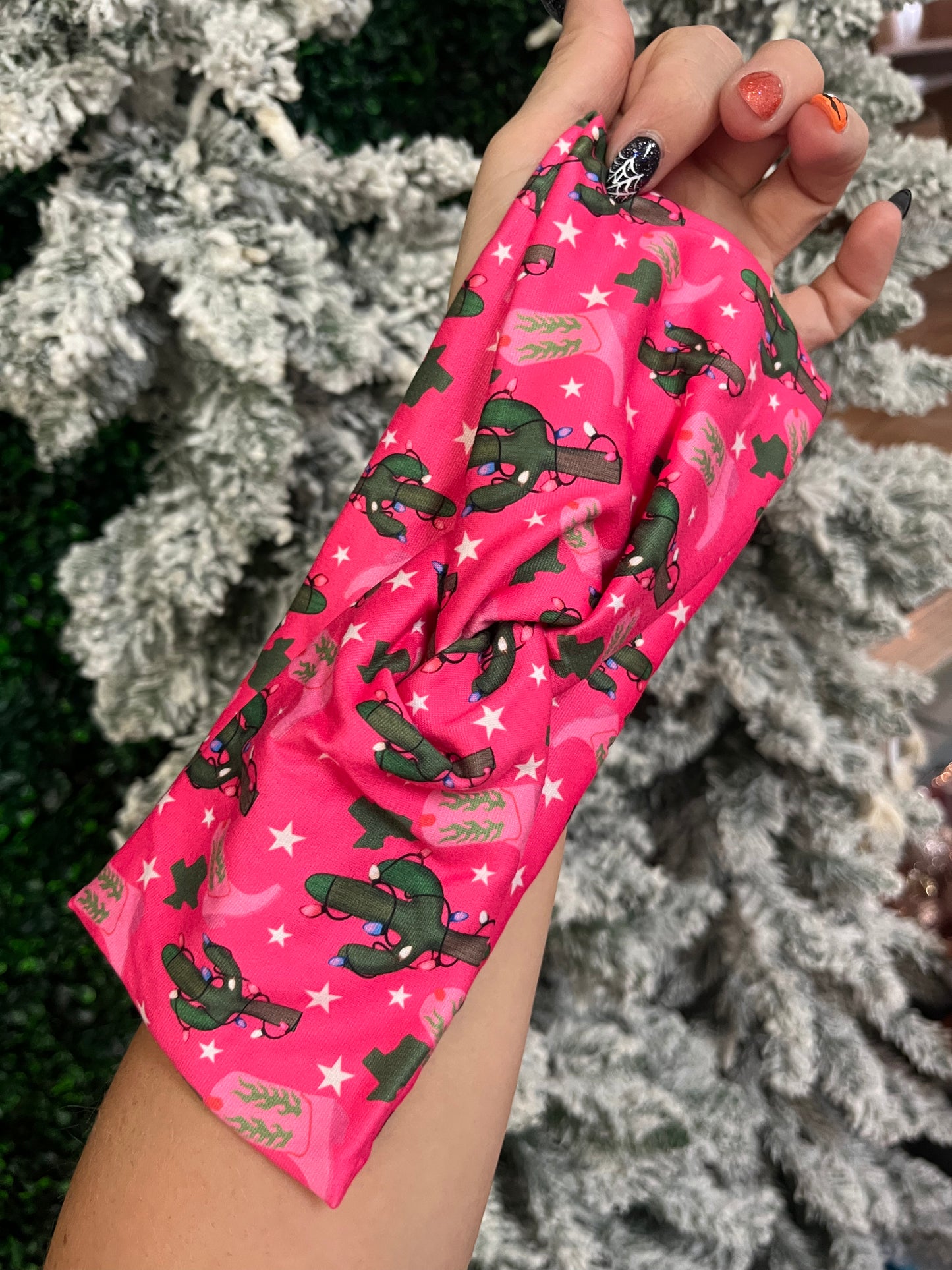 Pink cactus Christmas headband