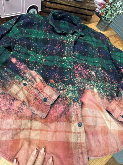 Size large emrald and deep royal blue bleached flannel