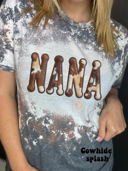 Faux Cowhide MAMA/AUNT/MIMI/GIGI/NANA
