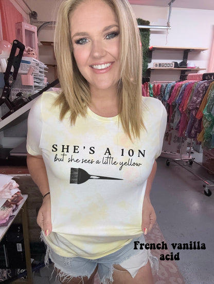 She’s a 10… but she sees a little yellow