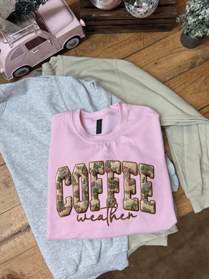 Faux cable knit  camo coffee weather