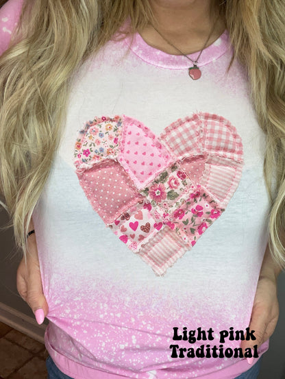 Faux Patchwork Heart- light pink