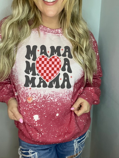 Stacked mama with red and white checker heart