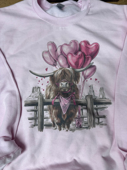 Size MEDIUM light pink cow heart balloon crewneck
