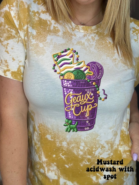 Faux Embroidered Sequins Geaux Cup