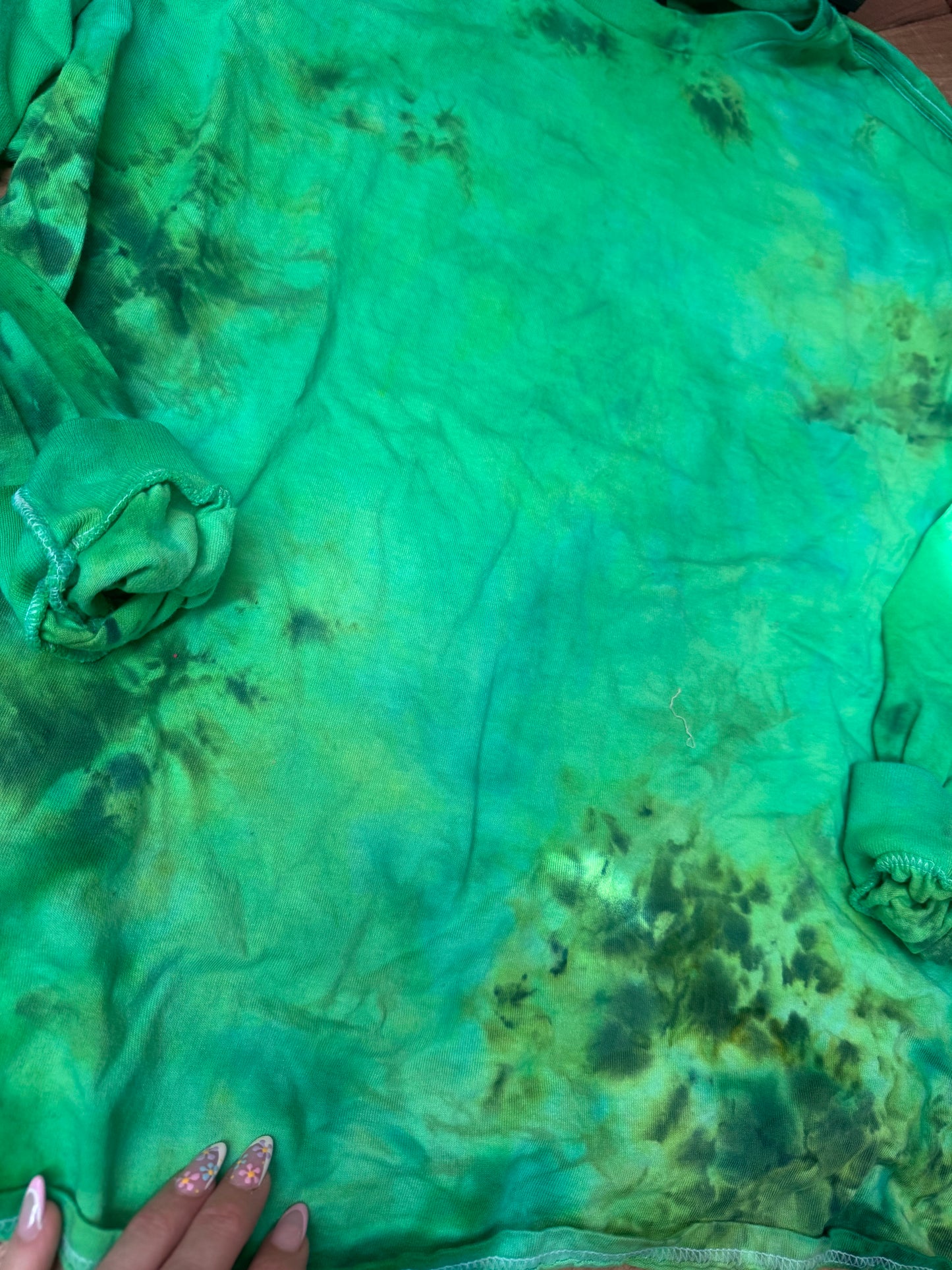 Size 2XL long sleeve green dyed tee