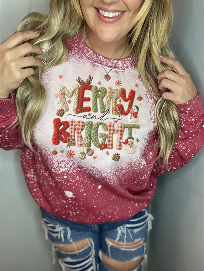 Faux embroidered merry and bright ornaments