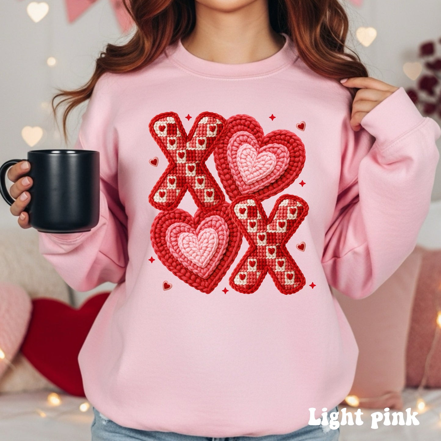 Red and Pink Faux Crocheted XOXO