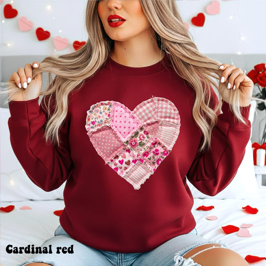 Faux Patchwork Heart- light pink