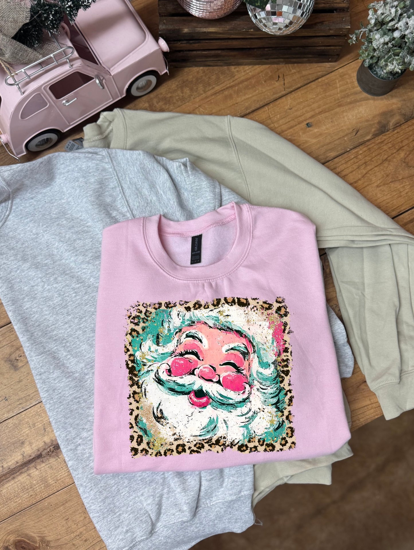 Distressed leopard Santa