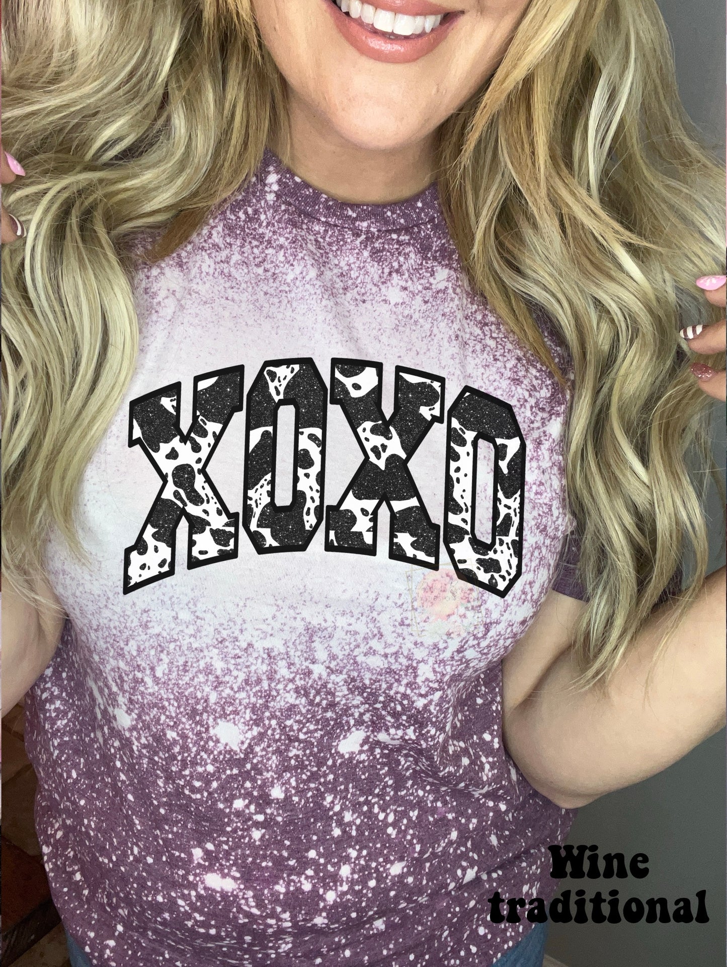 Cow Print Faux Glitter XOXO