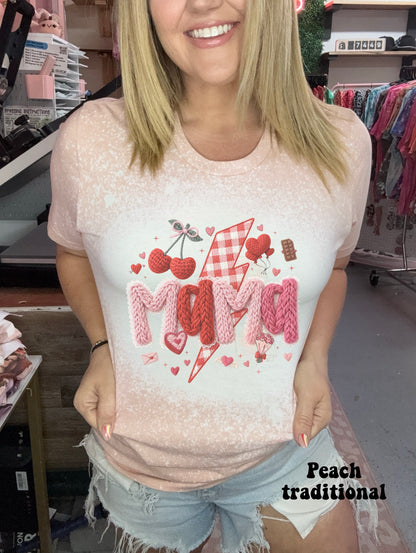 Faux Embroidered Valentines Mama with Checker Bolt