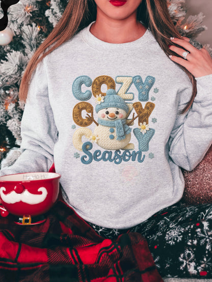 Faux embroidered cozy season snowman